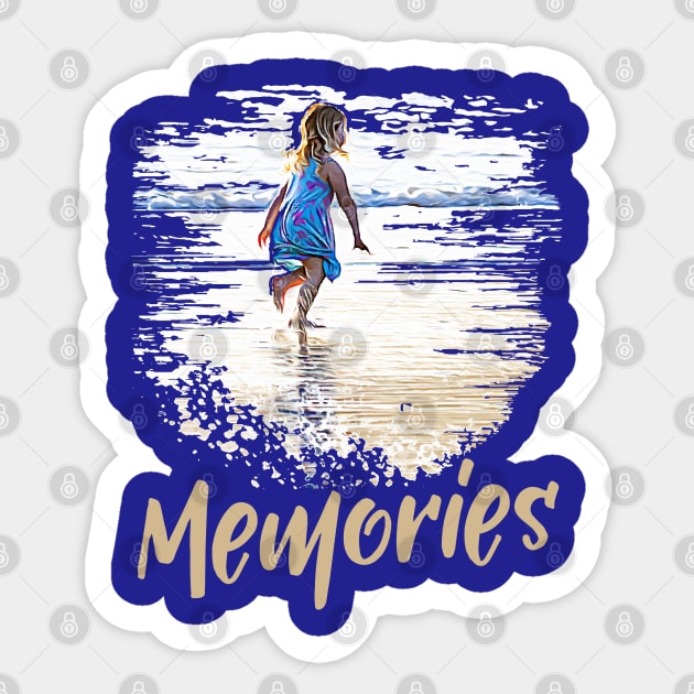 Memories - Little girl playing on the beach Sticker by Ripples of Time